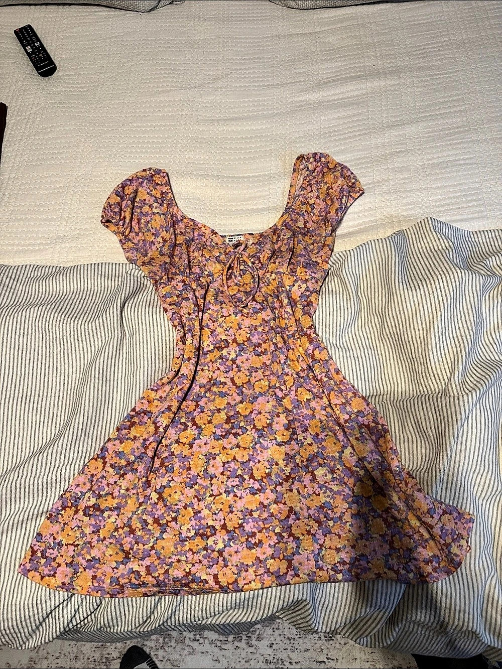 Billabong Floral Mini Dress in Purple & Orange Size large